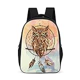 CHNOT Eule Rucksack Damen Herren Schultasche Daypack Laptop-Tasche Reisetasche Praktisch Freizeitrucksack Schulrucksack Bright Gray Einheitsgröß