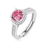fohatu Rosa Moissanite Ring 925 Sterling Silber Mode Liebe Begegnung Boho Nicht Verblassende Stapelbar Verlobung Zierliche Band Ring Schmuck Geschenk,Silb