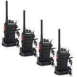 Retevis RT24 Plus Funkgeräte Set Walkie Talkies 16 Kanäle IPx4 Wetterschutz PMR Funkgerät Lizenzfrei Wiederaufladbar USB Ladeschale Walkie Talkie mit Headset (4 Stück, Schwarz)