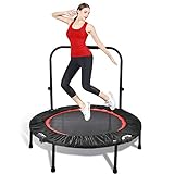 100 cm tragbares und faltbares Trampolin, Übungs-Fitness-Trampolin mit verstellbarem Schaumhandlauf, für Erwachsene Indoor Outdoor Mini-Fitness-Trampolin, maximale Belastung 100 kg