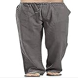 Yikesnt Gerade Hosen für Herren Frühling und Herbst Locker und bequem mit Taschen und elastischen Bändern Allgleiche Freizeithosen für Zuhause S