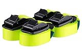 4 Stück Hochwertige Spanngurte mit Schnallenschutz aus Gummi Spannband Zurrgurt Befestigungsgurt Riemen, belastbar bis 540 kg, nach DIN EN 12195-2, Länge 4m Breite 25mm, neon gelb