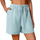 Miodlkadaa Damen Shorts Kordelzug Stretch - High Waist Workout Yoga Shorts Lose Breite Bein Shorts Leichte Schnelltrocknend Hose Kurze Hosen Trainingsshorts Leicht Retro Laufshorts FüR Sport Yog