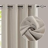 TOPICK Vorhang Blickdicht mit Ösen Verdunkelungsvorhang Lichtdicht Thermovorhang Strukturierte Vorhänge Einfarbig Für Wohnzimmer Schlafzimmer 2 Stück Graubeige 130 x 225