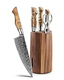 HEZHEN 7-Küchenmesser Set im japanischen Stil, vakuumwärmebehandeltes Damaskus-Stahl-Japanisches High-Carbon-Stahlkoch Santoku Brot Universalfruchtmesser,mit Geschenkbox-weißem Schattenholzg