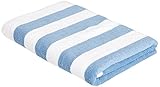 Amazon Basics - Strandtuch, Blockstreifen, Himmelblau, 1er-Pack