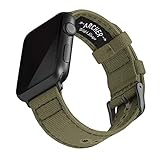 Archer Watch Straps - Canvas-Uhrenarmband für Apple Watch (Blasses Olivgrün, Space Grau, 42/44/45mm)