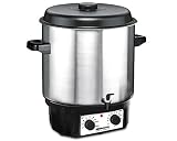ROMMELSBACHER Glühwein-/Einkochvollautomat KA 2004/E - 27 Liter/für 14 Gläser à 1 Liter, stufenlos regelbar, Entsafterschaltung, Zeitschaltuhr, Ablaufhahn, Überhitzungsschutz, Edelstahl/schw