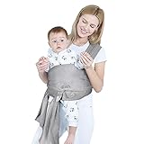 Lictin Elastisches Babytragetuch mit ASTM Zertifikat - Sleepy Wrap -hellgrau Tragetuch Baby - Babytrage Neugeborene und Kleinkinder bis 18,4 kg