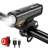 toptrek Fahrradlicht USB Aufladbar, LED Fahrradbeleuchtung Bis zu 10-16 Stunden Akkulaufzeit, StVZO Zugelassenes Fahrradlicht Set, Regenfest Fahrradlampe, Frontlicht& Rücklicht Fahrradlichter S