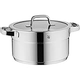 WMF Compact Cuisine Kochtopf groß 24cm, Glasdeckel, Fleischtopf Induktion 5,6l, Cromargan Edelstahl poliert, Innenskalierung, stapelbar, unb