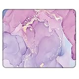 NNAKAPAKA Anti-Rutsch-Mauspad Gummi Quadratisches Mousepad Desktop-Notebook Computer-Mausmatte zum Arbeiten und Spielen 260X210mm mit genähter Kante (Marble Romatic Light Purple Square)