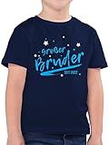 Anlass Mode Kinder Event Kids - Großer Bruder seit 2022 Sterne - 104 (3/4 Jahre) - Dunkelblau - grosser Bruder seit 2019 - F130K - Kinder Tshirts und T-Shirt für Jung