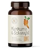 Kurkuma & Schwefel, Mit hochreinem MSM, Kurkuma, Weihrauch, Zimt und Ingwer - Hochdosierte, synergetische Wirkstoffe, 90 Kap