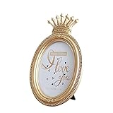 IMIKEYA Prinzessin Bilderrahmen Königsgold Barock Krone Fotorahmen Antik Harz Tischplatte Rahmen Desktop Platzkartenhalter für Schlafzimmer Tischplatte Wandbehang 7 Zoll Stil C