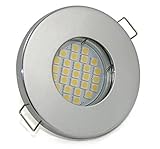 230V Bad Einbaustrahler IP65 Farbe Chrom + GU10 LED 5W für Nass , Feuchträume , B