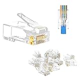 VCE RJ45 Stecker Cat6 Netzwerkstecker für Cat6 Verlegekabel RJ45 Crimpstecker Gerade 50 Stück