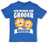Geschwister Bruder und Schwester - Ich werde EIN großer Bruder mit Löwen - weiß - 12/18 Monate - Royalblau - grosser Bruder - BZ02 - Baby Shirt für Mädchen und Jung
