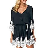 Lulupi Boho Jumpsuit Damen Elegant kurz,Playsuit Ausschnitt Kurzarm Overall Kurze-Hosen Rompers Spielanzug Frauen C