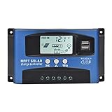 Gugxiom MPPT Solarpanel-Regler, Ultra-Low-Heat-Solarpanel-Regler für Solarpanel mit Großbild-LCD-Display(YCX-003-60A)