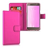 Kompatibel mit Huawei Ascend P8 Lite ALE-L04, P8 Lite ALE-L01 ALE-L02 ALE-L21 ALE-L23 ALE-UL00 Schutzhülle Case Stand Book Gel Silikon TPU Brieftasche Kunstleder Kartenhalter (Fuchsia)