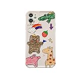 Netter Bärn-Karikatur-Kaninchen-Tier-Telefonkasten für iPhone 12 Pro Max 12 Mini 11 Pro XR XS Max X 7 8 Plus weiche TPU reizende rückseitige Abdeckung, Stil1, für iPhone X XS