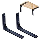 Glopo Regalhalterung-stützen,wandkonsole Aus Metall,minimalistischer Schwarzer Halterung,regalträger Schwerlast,klassisches L-förmiges Design,DIY Regalhalter,4pcs,belastbar 50kg,Blackx2-75x75mm/3x3