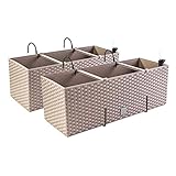 2X Blumenkasten Blumentopf Rattan-Optik mit Halterungen Pflanztopf Wasserstandsanzeiger Balkonkasten Pflanzk