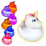 PhiLuMo Einhorn Badeente/Quietscheente mit LED Beleuchtung - goldenes Einhorn mit Pinker M