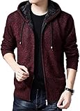 Pullover Mantel Kunstpelz Wolle Pullover Herren Casual Sweater Tops Reißverschluss Herren Herbst Winter Hoody Sweater, rot, XX-Larg