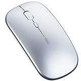 INPHIC Bluetooth Maus, Silent wiederaufladbare Maus kabellos 3-Modus (Bluetooth 5.0/4.0+2.4G), 1600 DPI Bluetooth Funkmaus Mouse Wireless für Mac, Laptop, Android Tablet, PC, silb