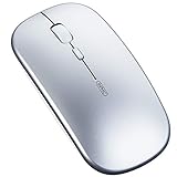 INPHIC Bluetooth Maus, Silent wiederaufladbare Maus kabellos 3-Modus (Bluetooth 5.0/4.0+2.4G), 1600 DPI Bluetooth Funkmaus Mouse Wireless für Mac, Laptop, Android Tablet, PC, silb