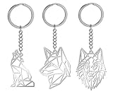 VASSAGO 3 Stück Edelstahl Hollow Out Design Wolf Schlüsselanhänger Wild Tier Charm Schlüsselanhänger für Damen und H