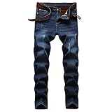 Herren Dicke lässige Jeans mit geradem Bein Fashion Mid-Waist Slim Fit Stretch-Komfort Allgleiche Outdoor-Winter-Denim-Hose 28