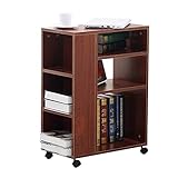 3 Stufe Aufbewahrungsschrank Aufbewahrungsregal,Schlank Storage Organizer Rolling Cart,Sofa Seitenschrank Abnehmbare Kinder Bücherregal Für Wohnzimmer Büro Küche Schlafzimmer-Teak 55x30x70cm(22x12x28