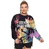 SLYZ Herbst Damen Tops Damen Print Tops Lose Große Rundhals Damen Sw