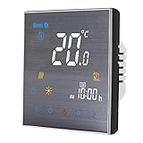 Cornesty WiFi-Smart-Thermostat BTH-3000L-GCLW für Wasser- / Gaskessel Digitaler Temperaturregler mit LCD-Großbildschirmsteuerung Touch-Taste Sprachsteuerung geeignet für 5A AC 95-240V