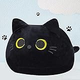 Katzenkissen Schwarze Katze Plüschtier weiches Stofftier Kopfkissen Plüschpuppe Weihnachten Geburtstagsfeier für Kinder(L,55cm)