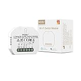 MOES Wlan RF433 Mini Smart Alexa Lichtschalter 2 Gang Relais Modul, WiFi Funk Schalter LED Unterputz Kompatibel mit Smart Life Tuya App Fernbedienung, Amazon Alexa Google Home, Nur für 2.4GHz Netzwerk