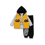Baby Boy 3-teiliges Bekleidungsset | Kapuzenpullover-Weste, langärmlige Tops und Trainingsanzug | Kleinkind-Outfits Gr. 6-12 Monate, gelb