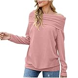 Damen Oversized Causal Loose eleganter Schlichter Strickpullover Pullover Schulterfrei Bequemer Bizarre Saum Pullover Tunika Top