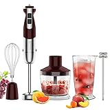 Healthomse Stabmixer, Stabmixer Set 5 in 1 Pürierstab Edelstahl Testsieger, Pürierstab 800W Anti-Splash mit 12 Speed, 500ml Zerkleinerer, Schneebesen, 700ml Messbecher, B