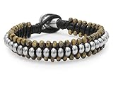 Beau Soleil Jewelry Herren Lederarmband mit braunen marmorierten farbigen Ornamenten Ethno-Schmuck