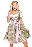 Dirndline Dirndl mit Blumenschürze Frauen Mittellanges Kleid grün/pink XXL