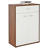 CARO-Möbel Kommode Sideboard Schrank Tommy in nussbaum/weiß, Anrichte Highboard mit Schublade und 2 Tü