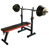 TrainHard® Multi Hantelbank Blackcombo klappbar mit 1,6m Langhantelstange und 25kg Hantelscheib