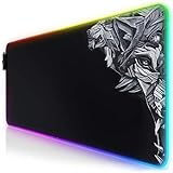 CSL-Computer Titanwolf - RGB Gaming Mauspad - LED Schreibtischunterlage - 800x300 mm - XXL Mousepad - LED Multi Color - 11 Beleuchtungs-Modi - 7 LED Farben Plus 4 Effektmodi - abwaschb