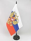 AZ FLAG TISCHFLAGGE Russland MIT Adler 21x14cm - RUSSISCHE TISCHFAHNE 14 x 21 cm - flagg