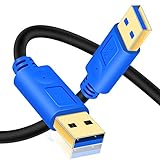 Hanprmeee Kabel USB 3.0 Stecker auf Stecker, 5 Gbit/s Kabel für Festplatten, Lautsprecher, Computer, Blu-Ray-Player, DVD, PC-Kühlung (0,5 m/2 Pack)