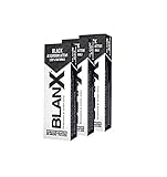 BlanX, Zahncreme Classic Black, Zahnpasta mit Aktivkohle zum Aufhellen, natürlich, nicht schleifend, für weiße Zähne, 75 ml, 3 Packung